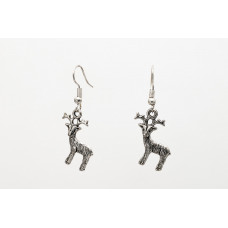 Deer Earrings in Tibetan Silver with Silver-Plated Hooks