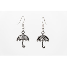 Unique umbrella-shaped earrings made of Tibetan silver