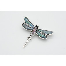 Abalone dragonfly shell brooch