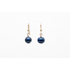 Dark Blue Freshwater Cultured Pearl Earrings