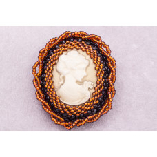 Cameo Brooch with Toho Beads